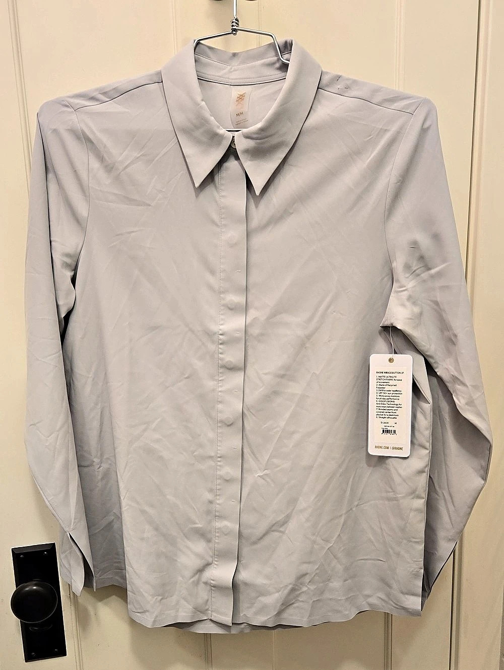RHONE Mirage Button Up Button-Up Gray Size Medium NWT